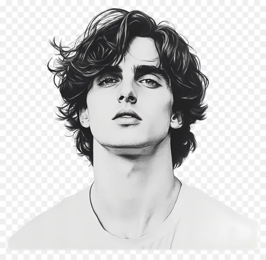 Timothée Chalamet，Retrato En Blanco Y Negro PNG