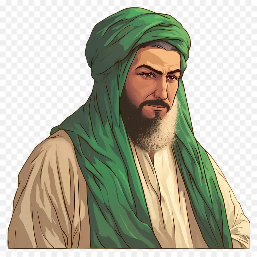 Maestro Sufí，Hombre Con Turbante Verde PNG