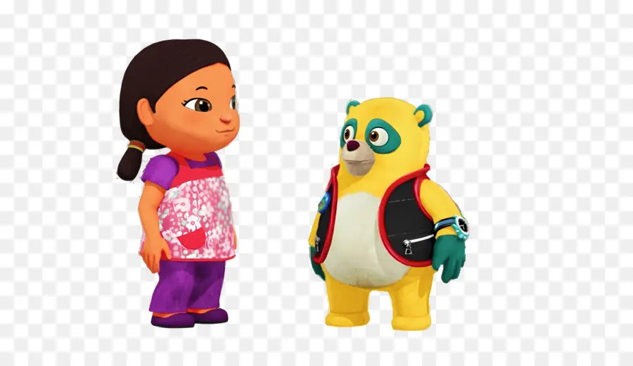 Agente Especial Oso，Niña Y Oso Amarillo PNG