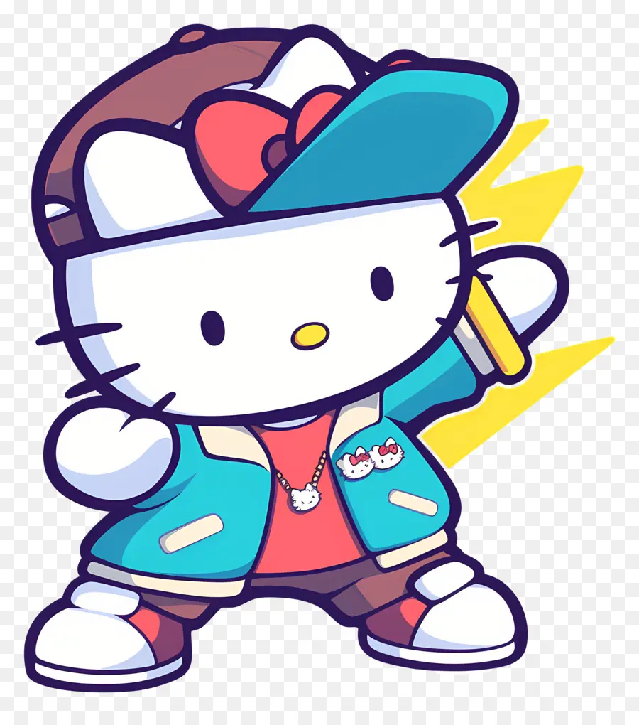 Hola Gatito，Hello Kitty Vestida De Hip Hop PNG