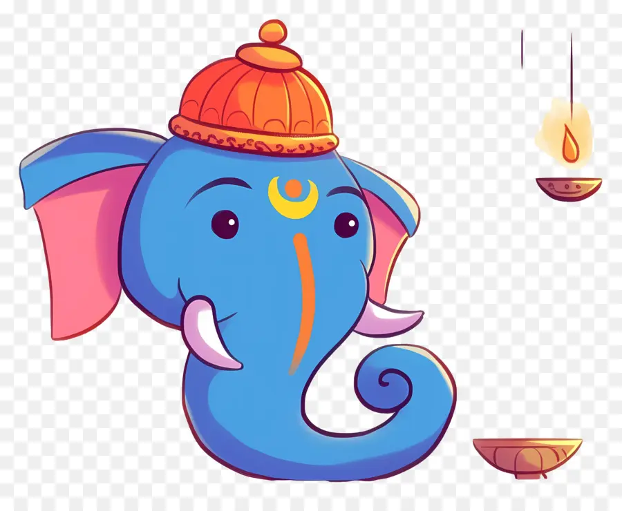 Ganesha Chaturthi，Cabeza De Elefante Con Lámparas PNG