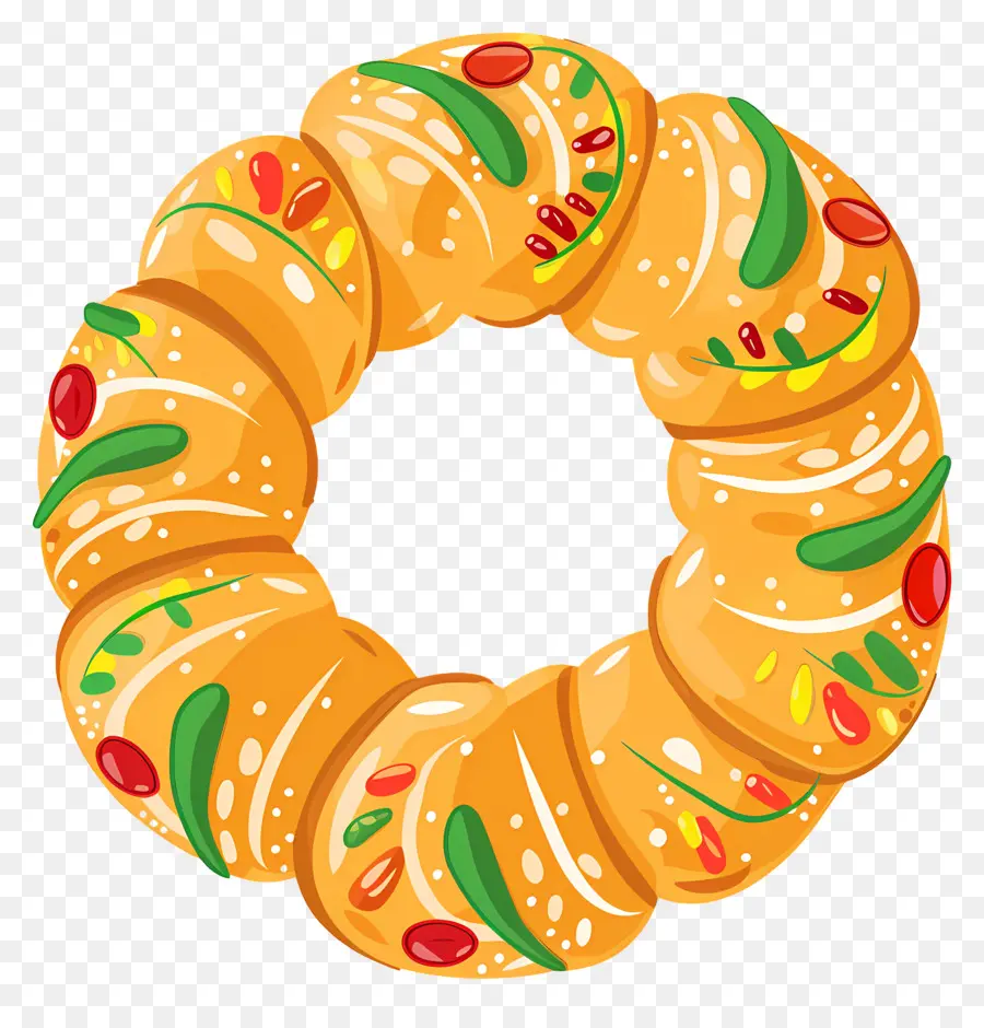 Pan De Navidad Español，Corona De Pan Dorado PNG