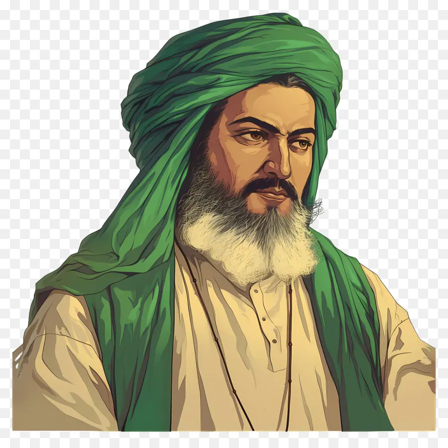 Maestro Sufí，Hombre Con Turbante Verde PNG