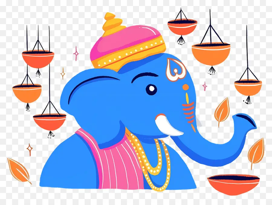 Ganesha Chaturthi，Cabeza De Elefante Con Lámparas PNG