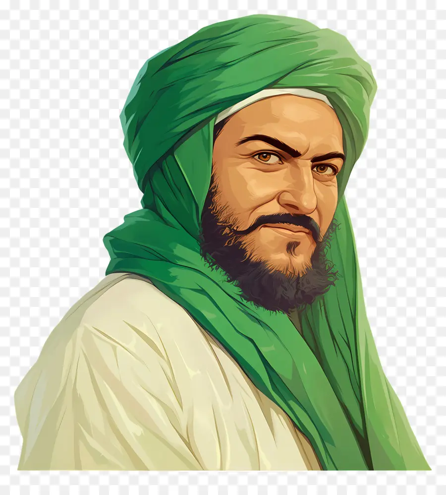 Maestro Sufí，Hombre Con Turbante Verde PNG