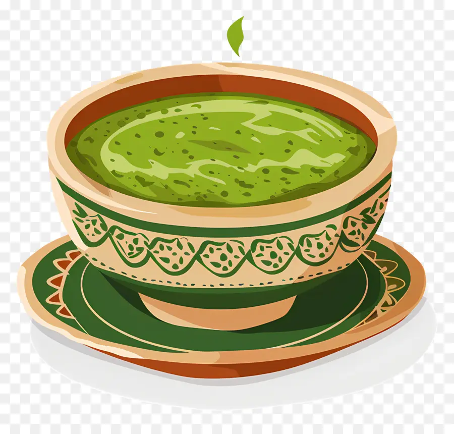 Comida India，Sopa Verde En Cuenco Decorativo PNG