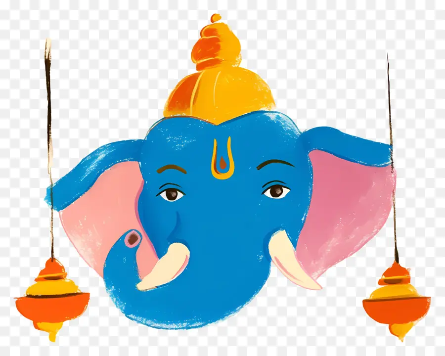 Ganesha Chaturthi，Cabeza De Elefante Con Lámparas PNG