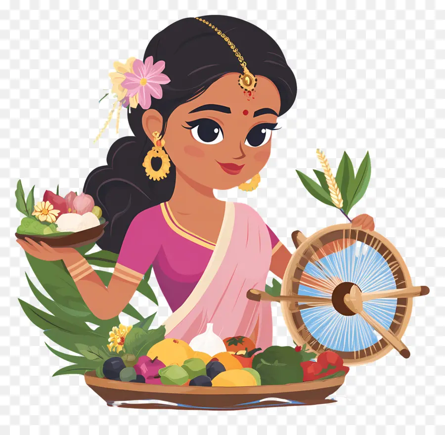 Chhat Puja，Mujer Con Rueca PNG