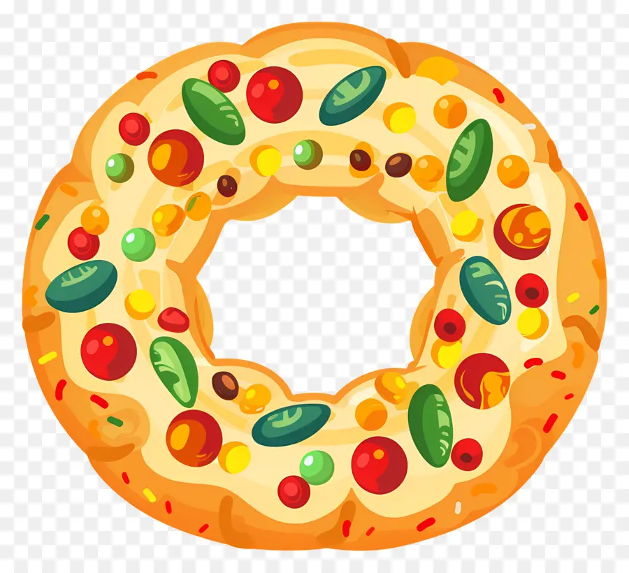 Pan De Navidad Español，Colorida Rosca De Reyes PNG