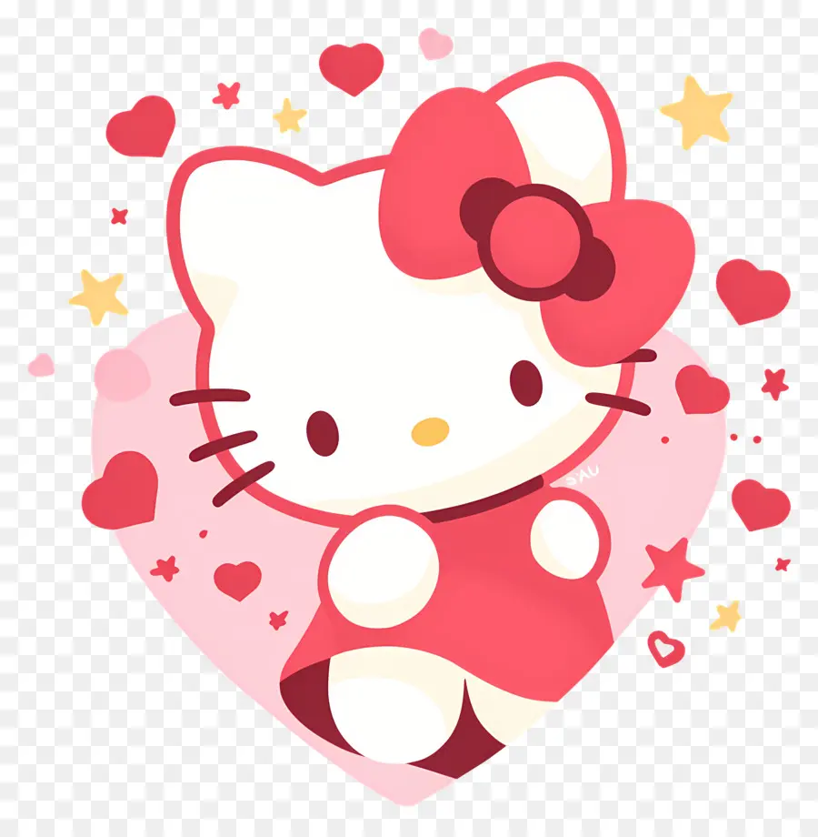 Hola Gatito，Hola Kitty Con Corazones PNG