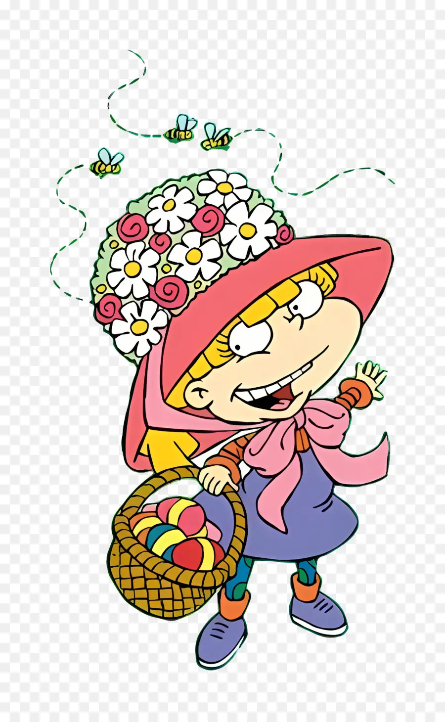 Angélica Pepinillos，Personaje De Dibujos Animados Con Sombrero De Flores PNG