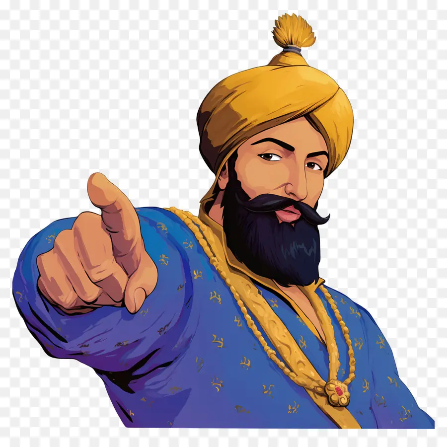 Gurú Govind Singh Jayanti，Hombre Con Turbante Señalando PNG