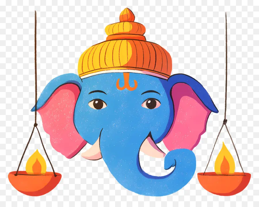 Ganesha Chaturthi，Cabeza De Elefante Con Lámparas PNG