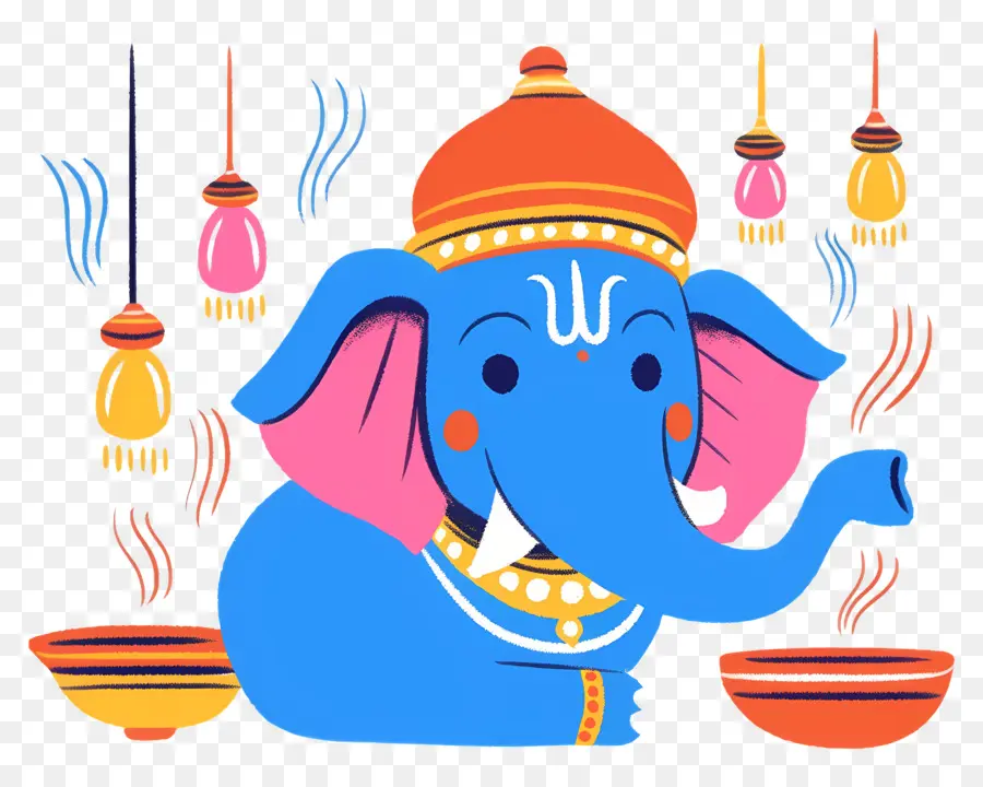 Ganesha Chaturthi，Cabeza De Elefante Con Lámparas PNG