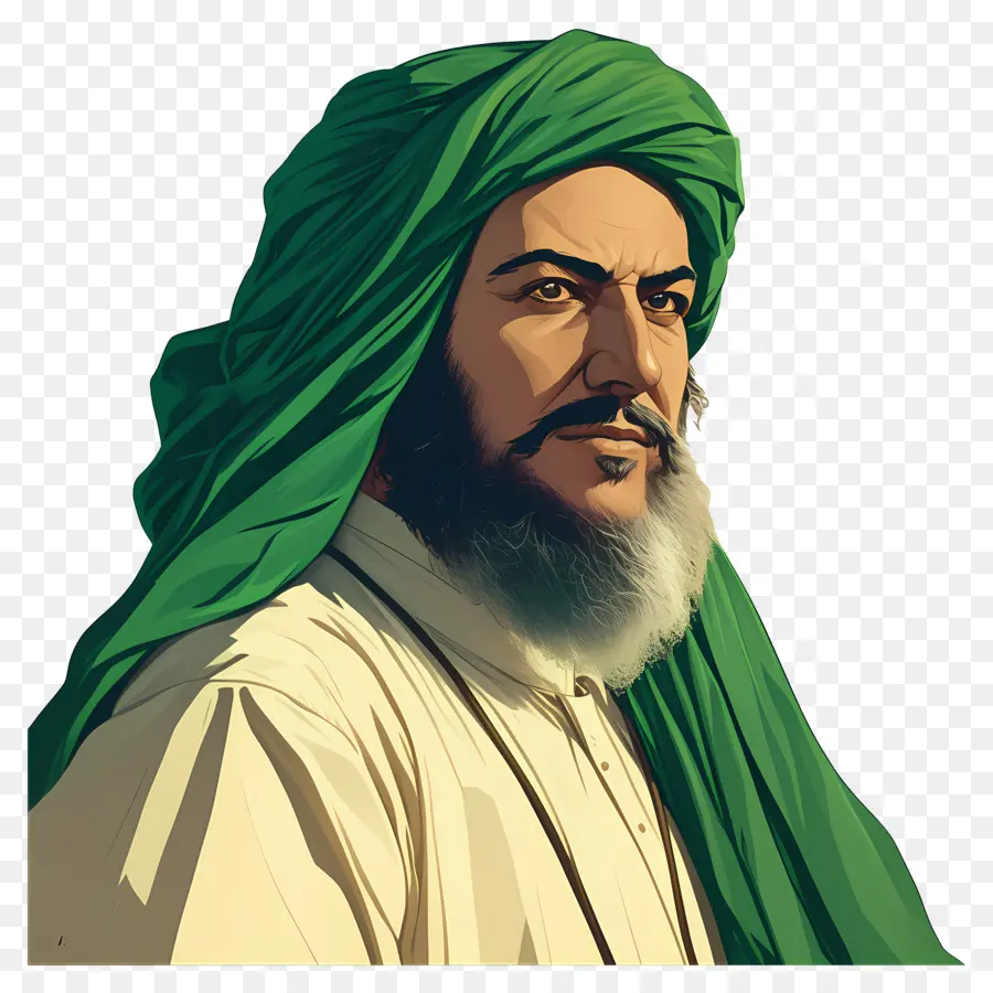 Maestro Sufí，Hombre Con Turbante Verde PNG