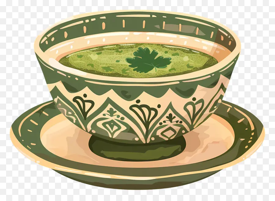 Comida India，Sopa Verde En Un Tazón Estampado PNG