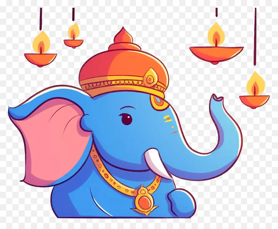 Ganesha Chaturthi，Cabeza De Elefante Con Lámparas PNG