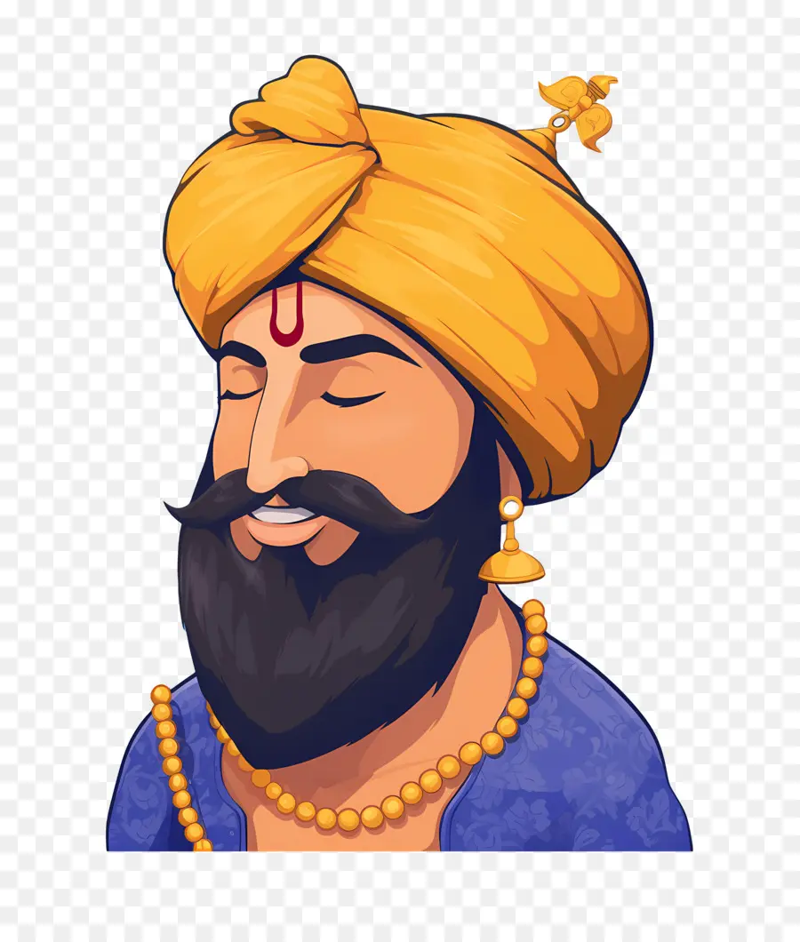 Gurú Govind Singh Jayanti，Hombre Sonriente Con Turbante PNG