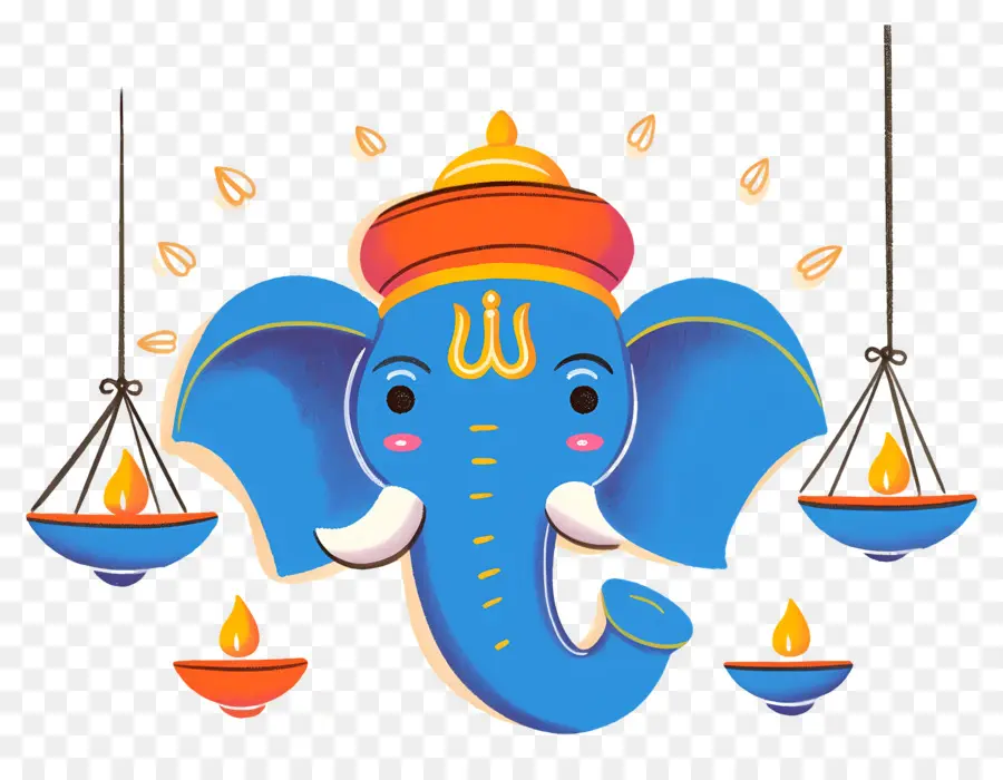 Ganesha Chaturthi，Cabeza De Elefante Con Lámparas PNG