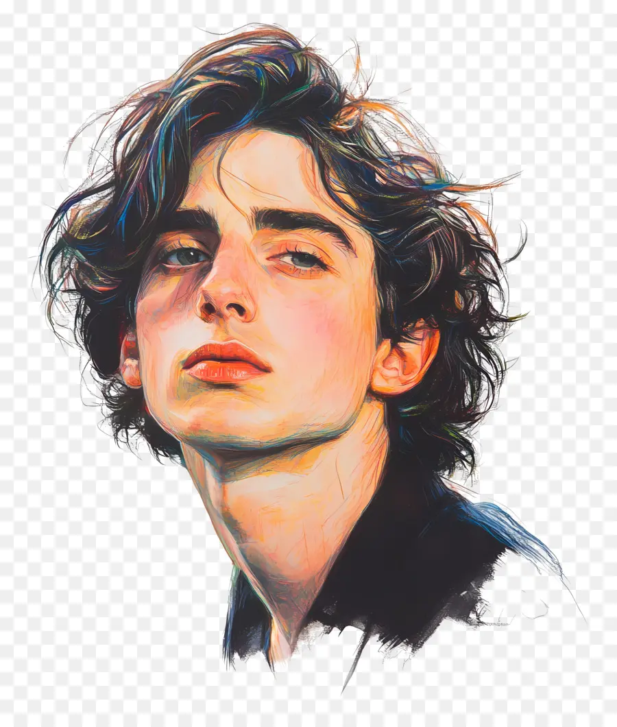 Timothée Chalamet，Retrato Artístico De Un Joven PNG