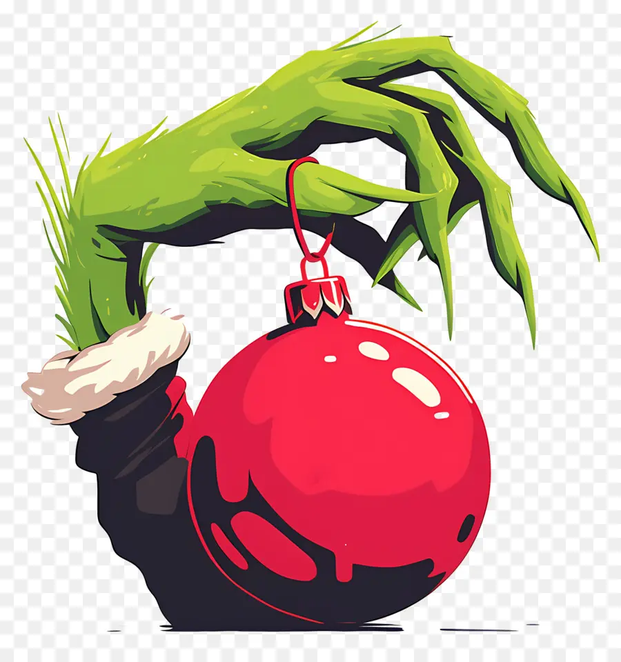 Grinch，Mano Verde Con Adorno PNG