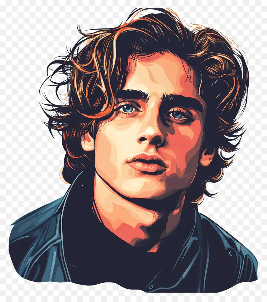 Timothée Chalamet，Retrato Colorido PNG