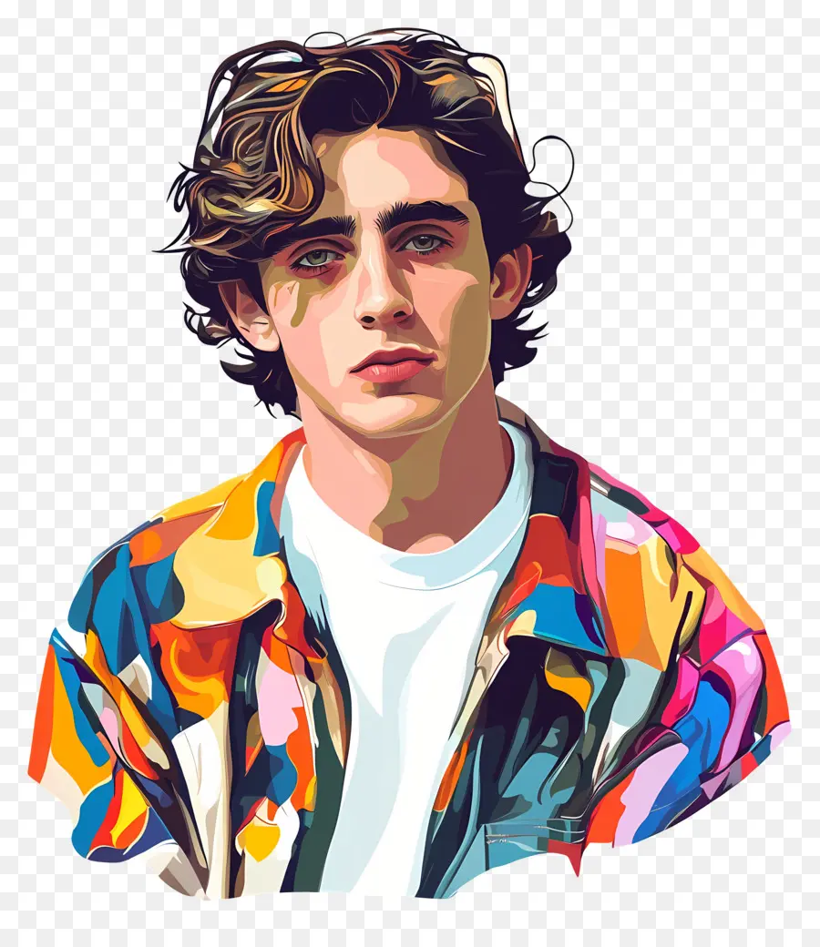 Timothée Chalamet，Colorido Retrato De Joven PNG