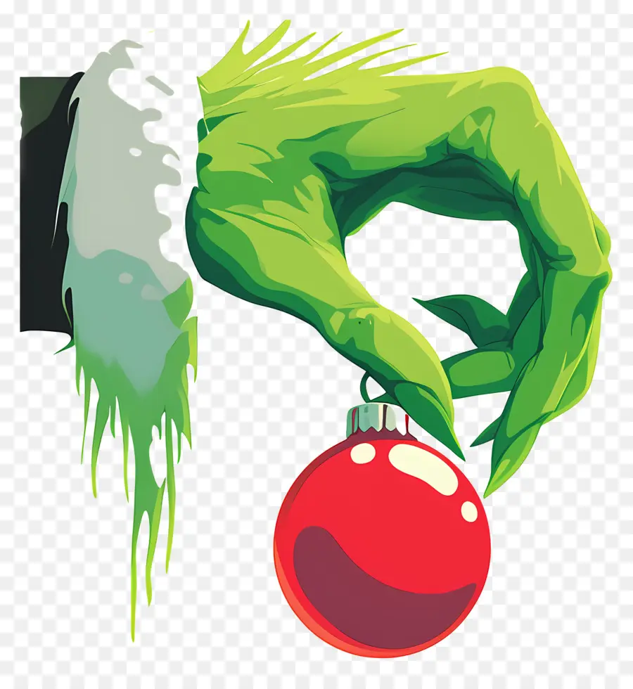 Grinch，Mano Verde Con Adorno PNG