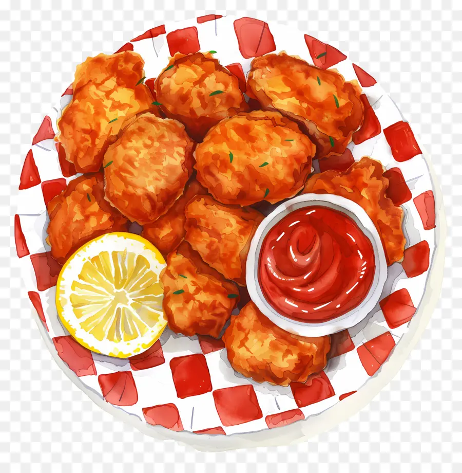 Nuggets De Pollo Frito，Plato De Nuggets De Pollo PNG