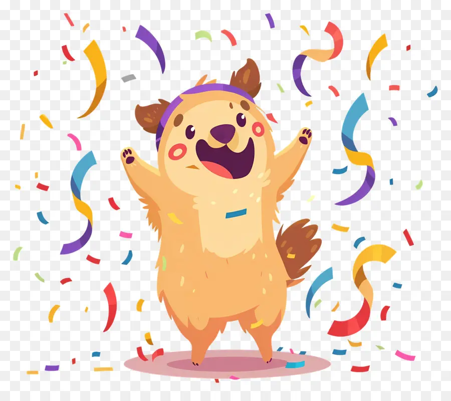 Perro Gordo，Perro Feliz Con Confeti PNG