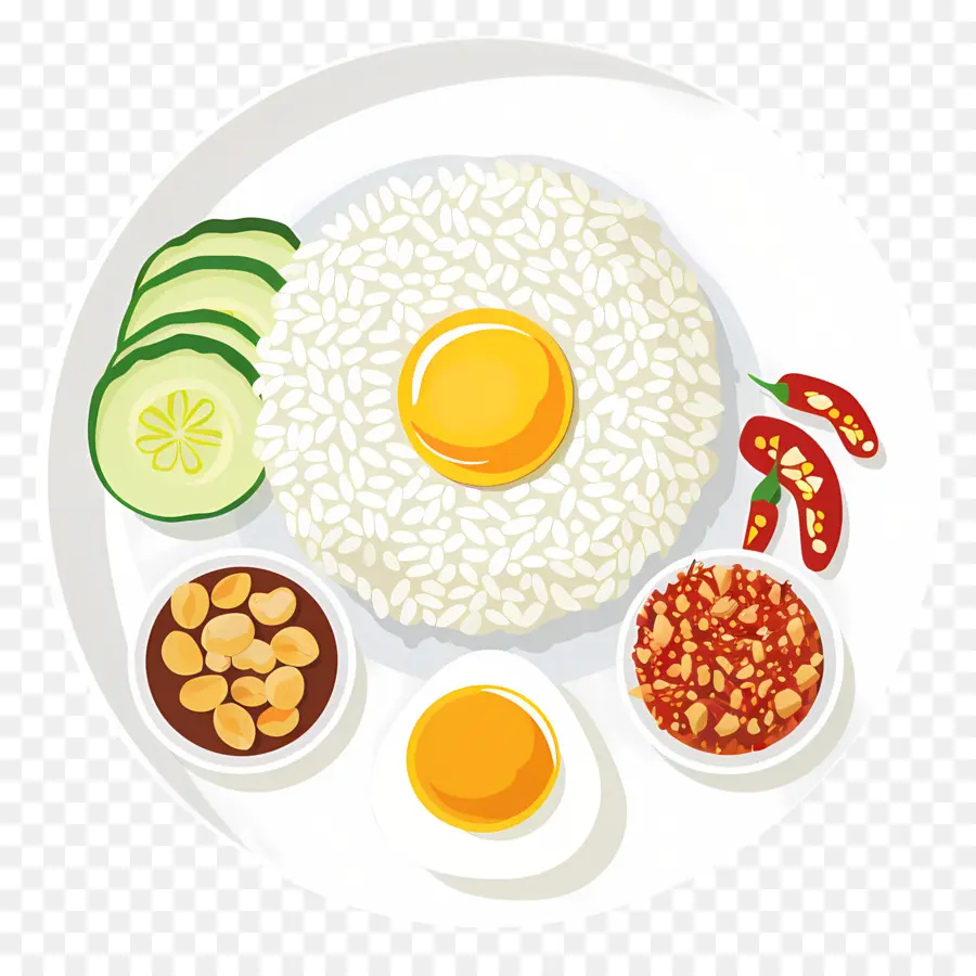 Plato Malayo，Plato De Arroz Con Huevo PNG