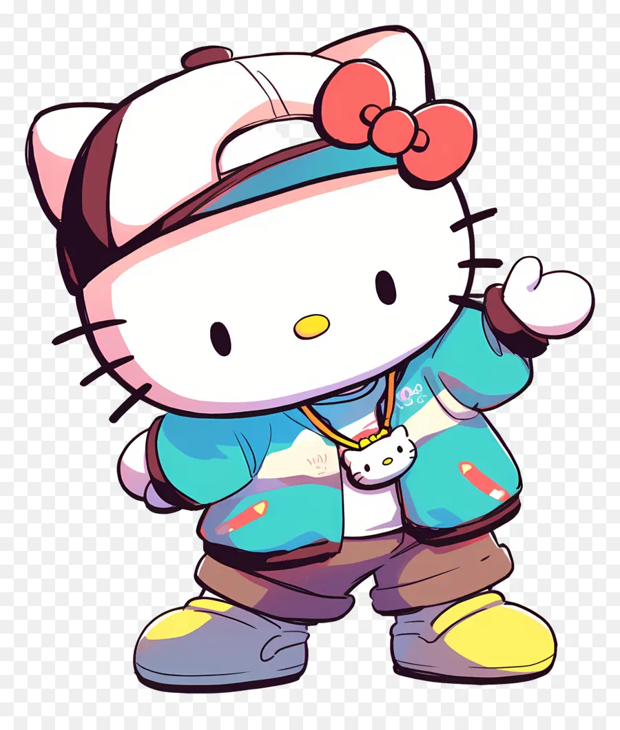 Hola Gatito，Hello Kitty Vestida De Hip Hop PNG