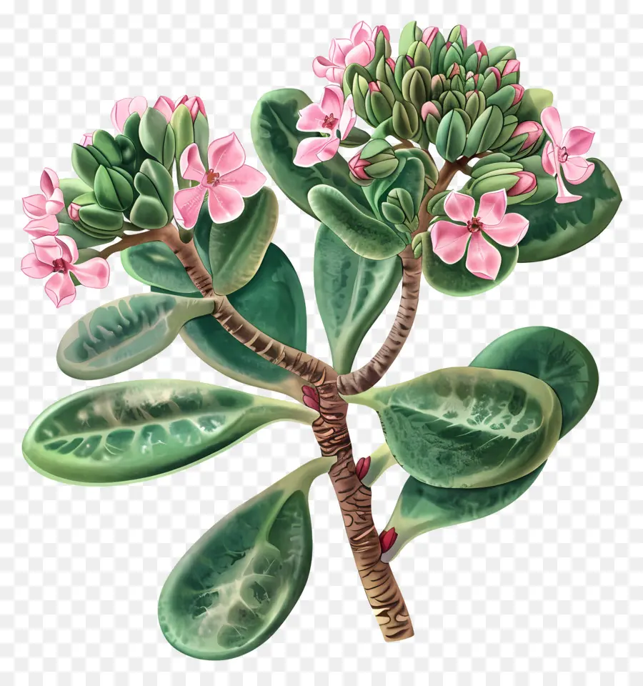 Crassula Pilea，Flores Rosadas PNG