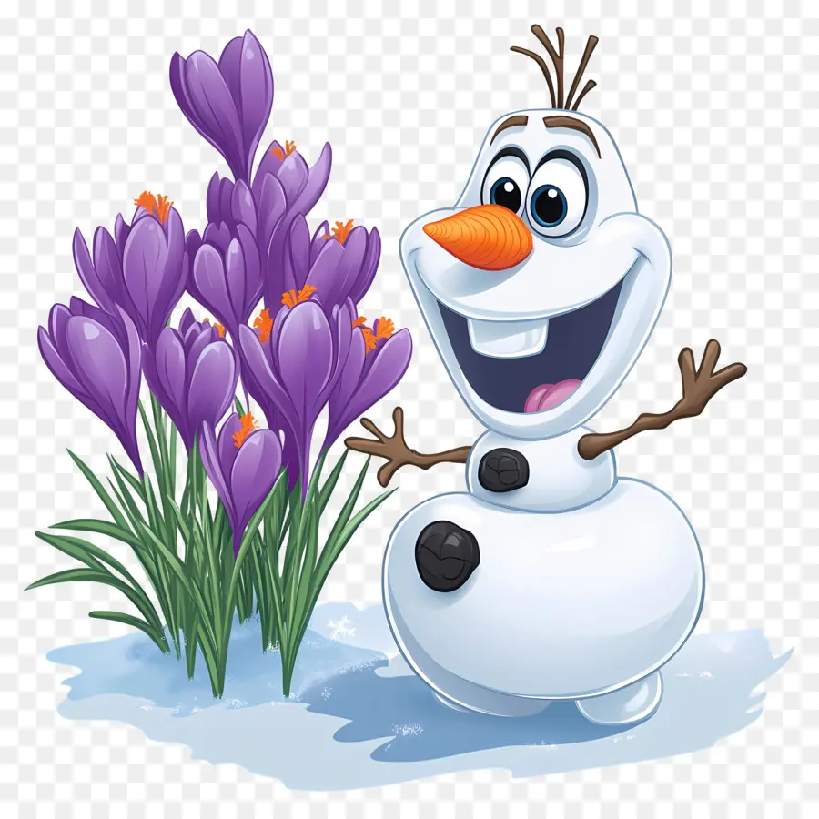 Olaf Congelado，Muñeco De Nieve Con Flores PNG