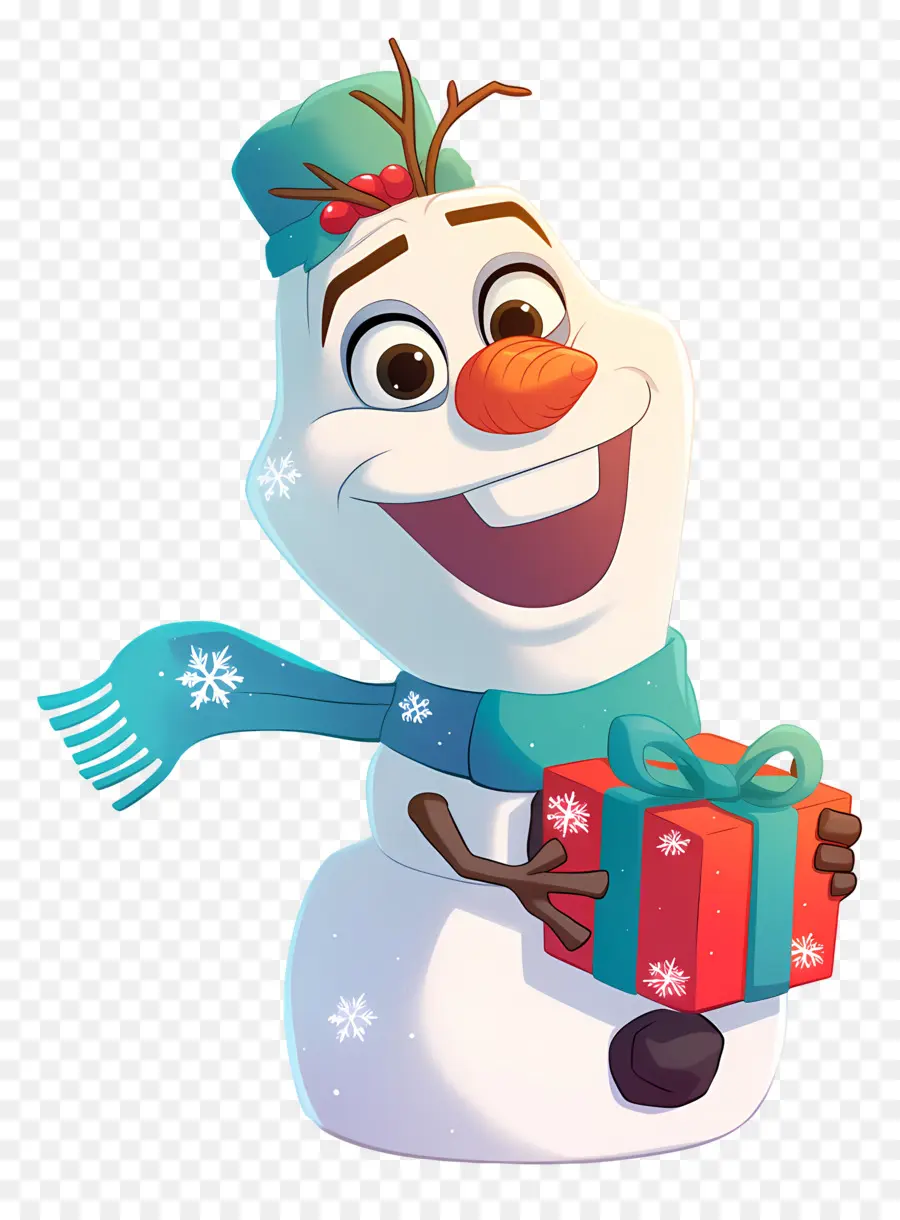 Olaf Congelado，Muñeco De Nieve Con Regalo PNG