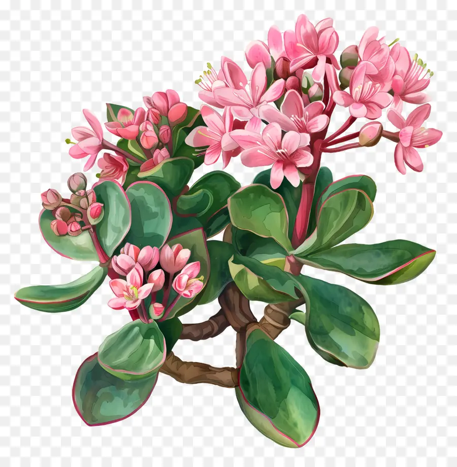 Crassula Pilea，Flores Rosadas PNG