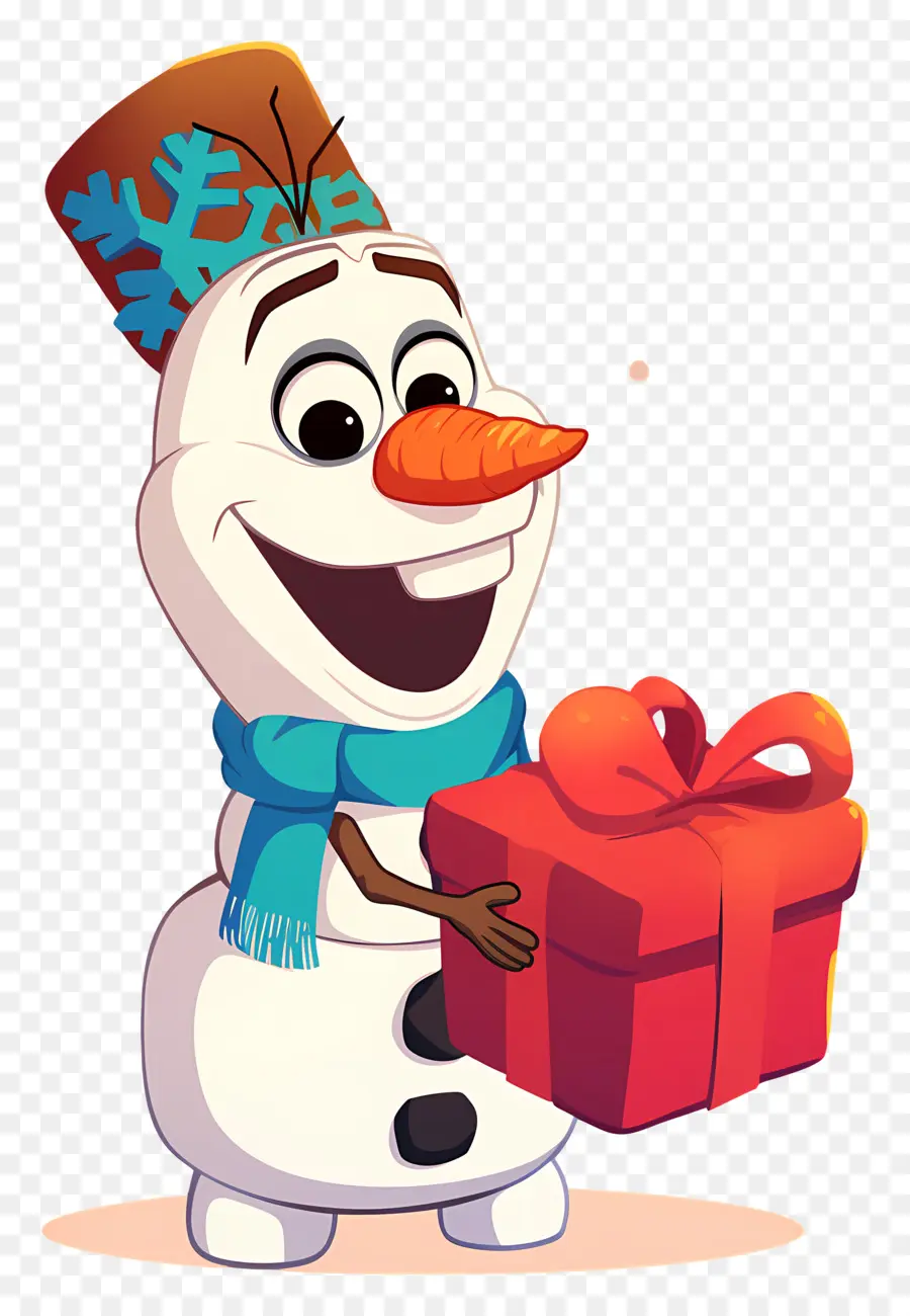 Olaf Congelado，Muñeco De Nieve Con Regalo PNG