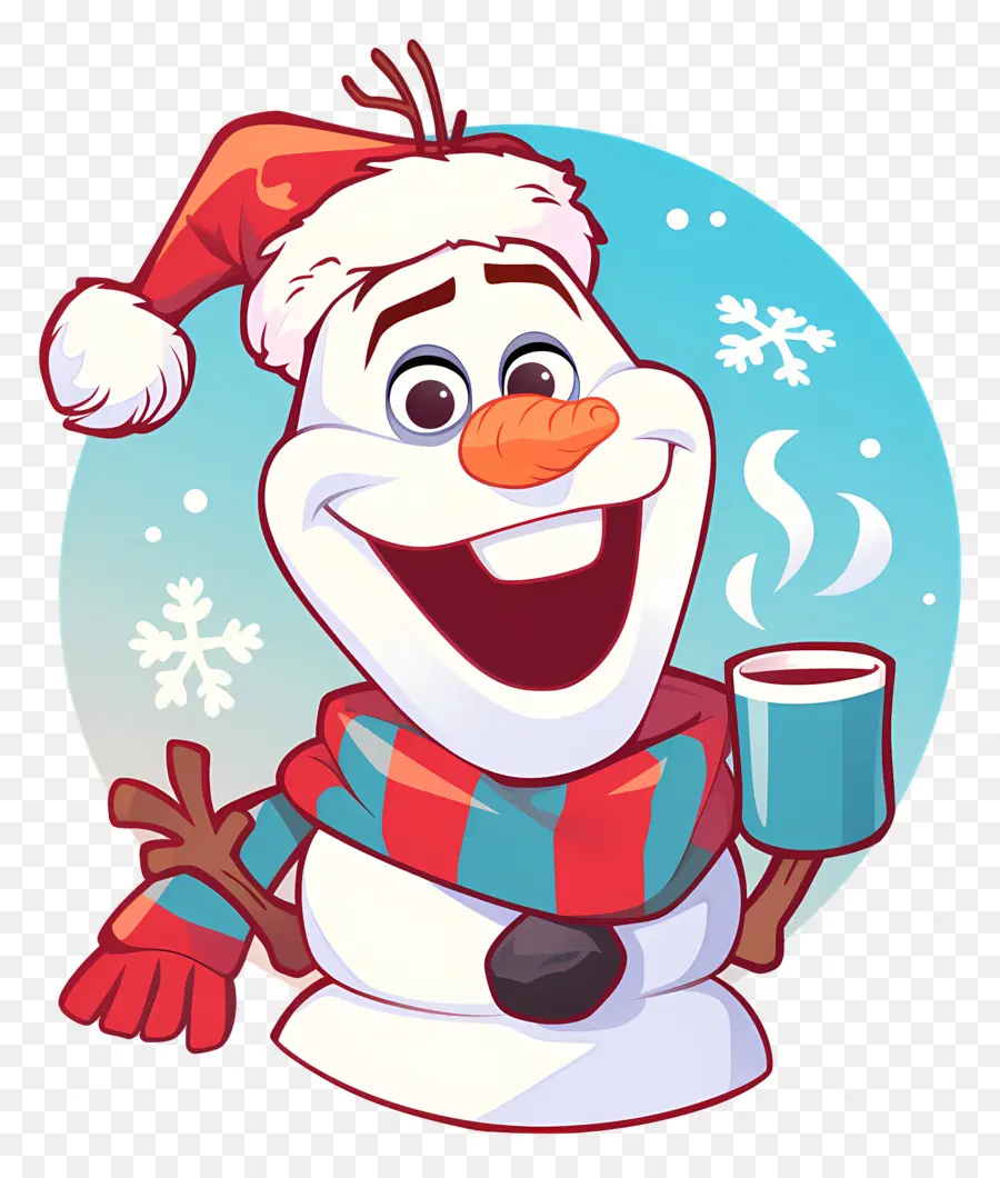 Olaf Congelado，Muñeco De Nieve Con Gorro De Papá Noel PNG