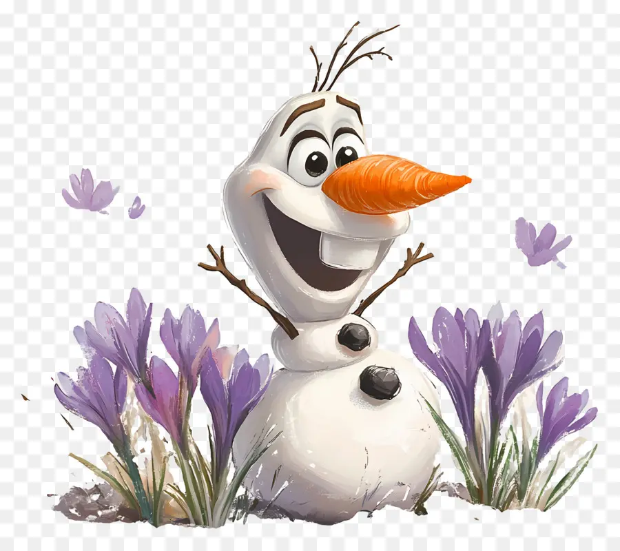 Olaf Congelado，Muñeco De Nieve Con Flores PNG