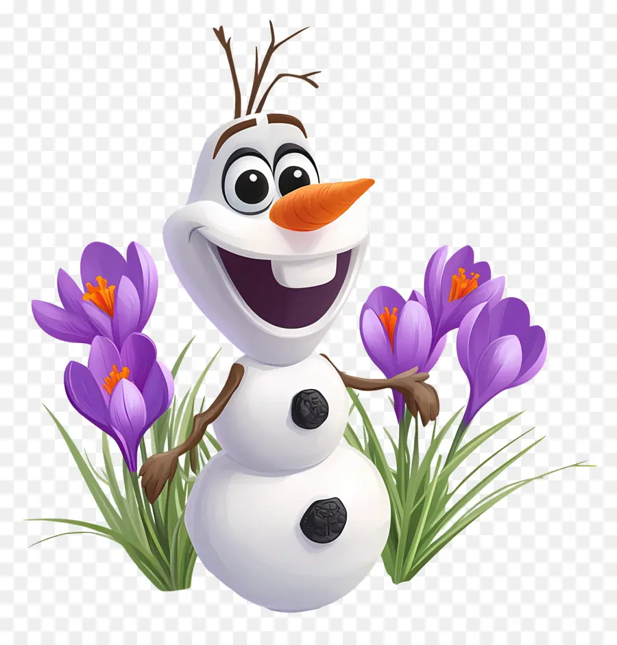 Olaf Congelado，Muñeco De Nieve Con Flores PNG