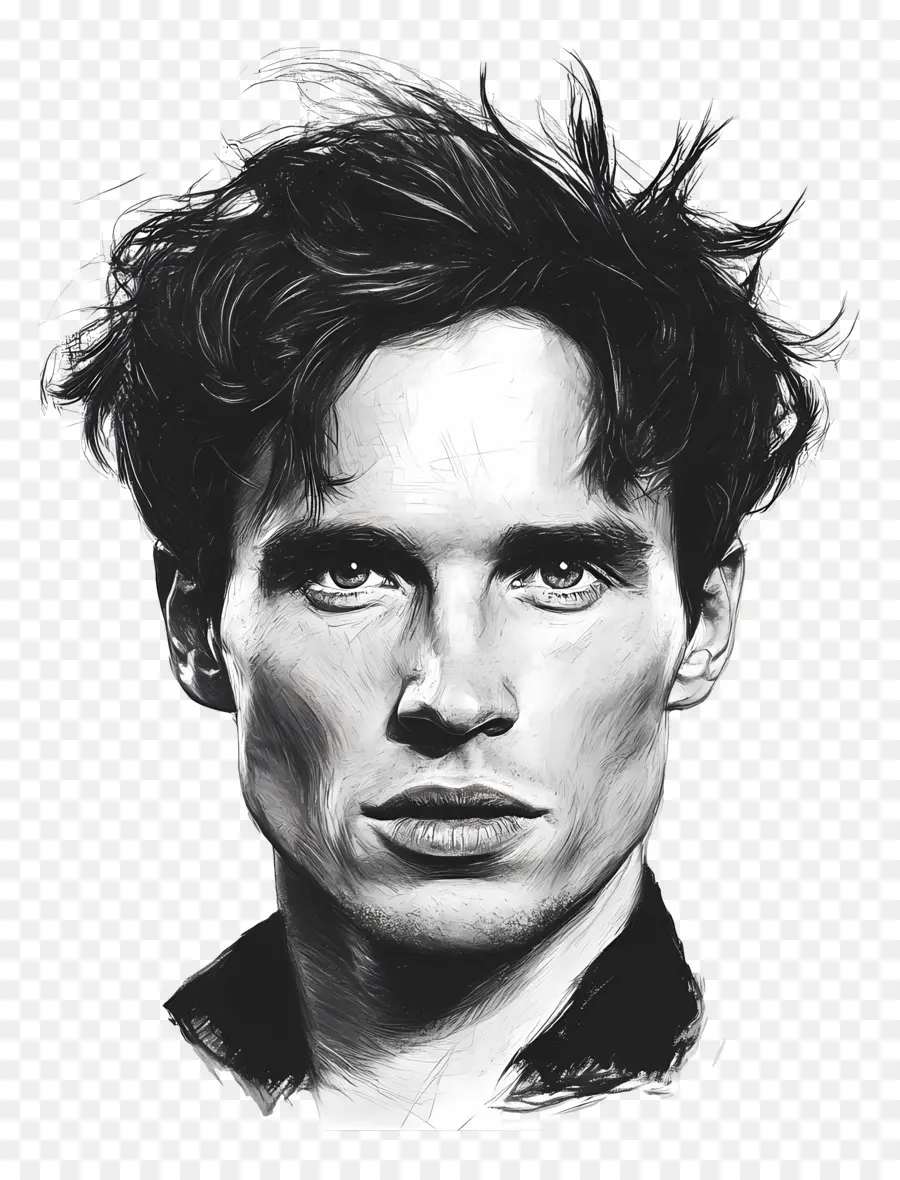 Eddie Redmayne，Retrato En Blanco Y Negro PNG