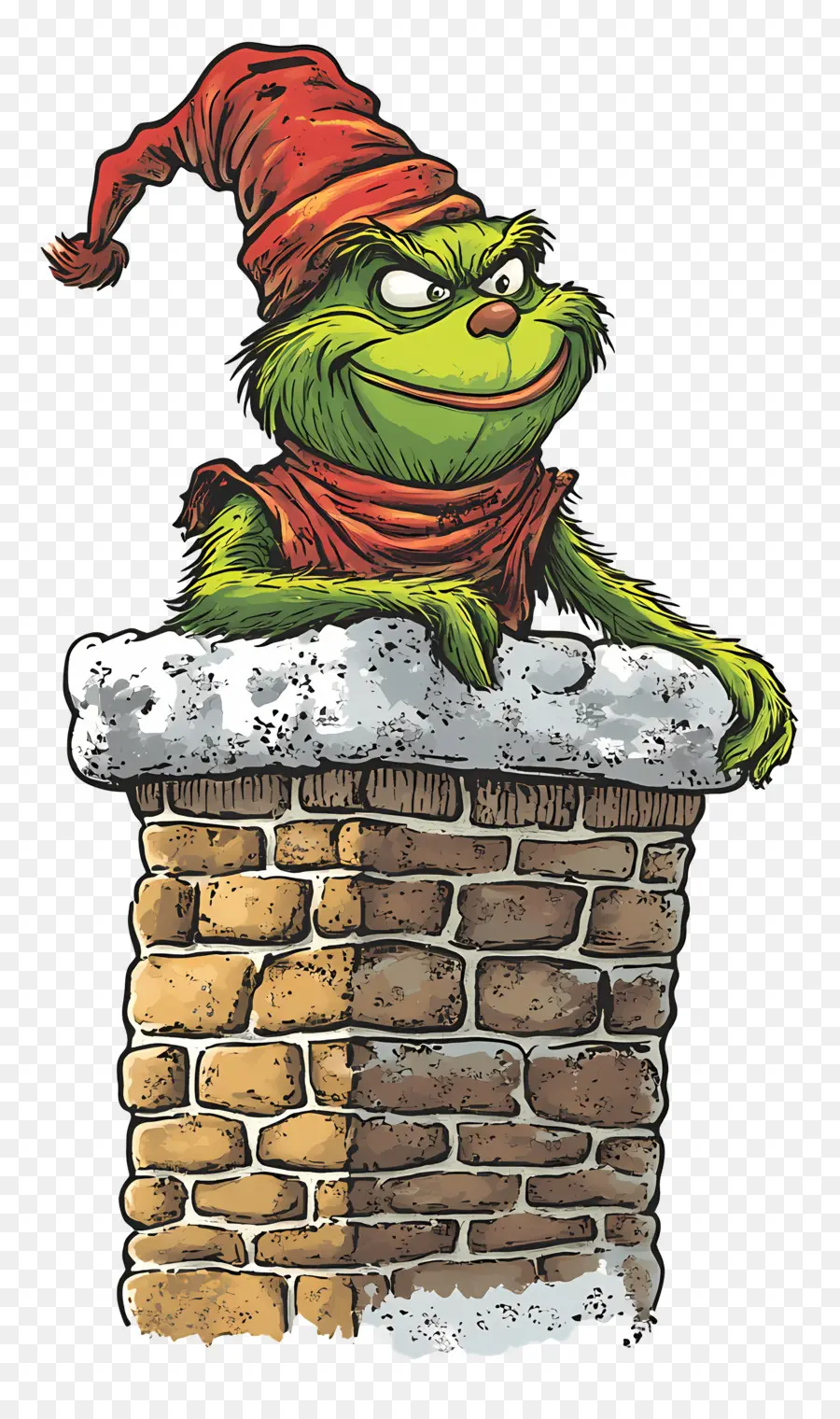 Papá Noel El Grinch，Criatura Verde En Chimenea PNG