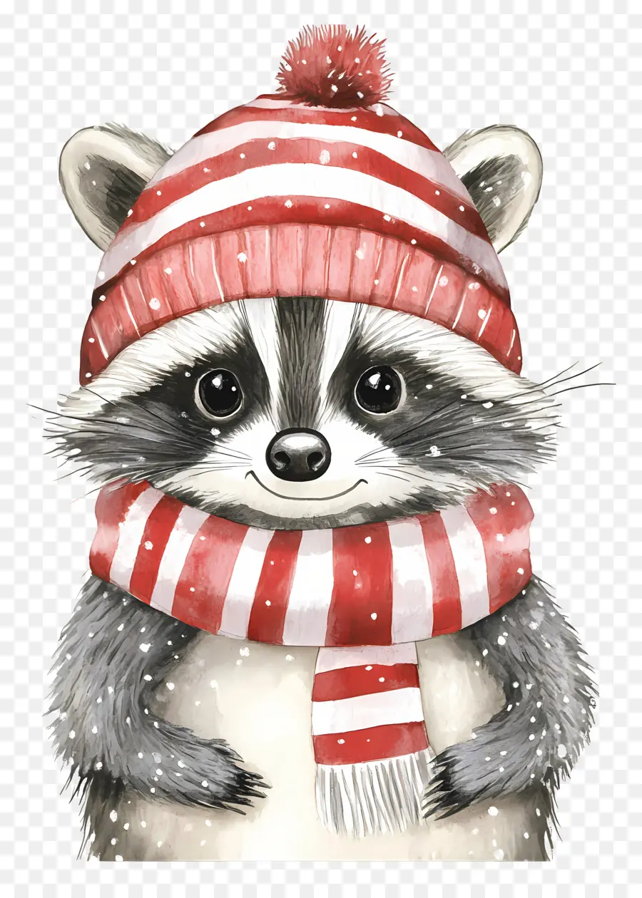 Mapache De Navidad，Mapache En Traje De Invierno PNG