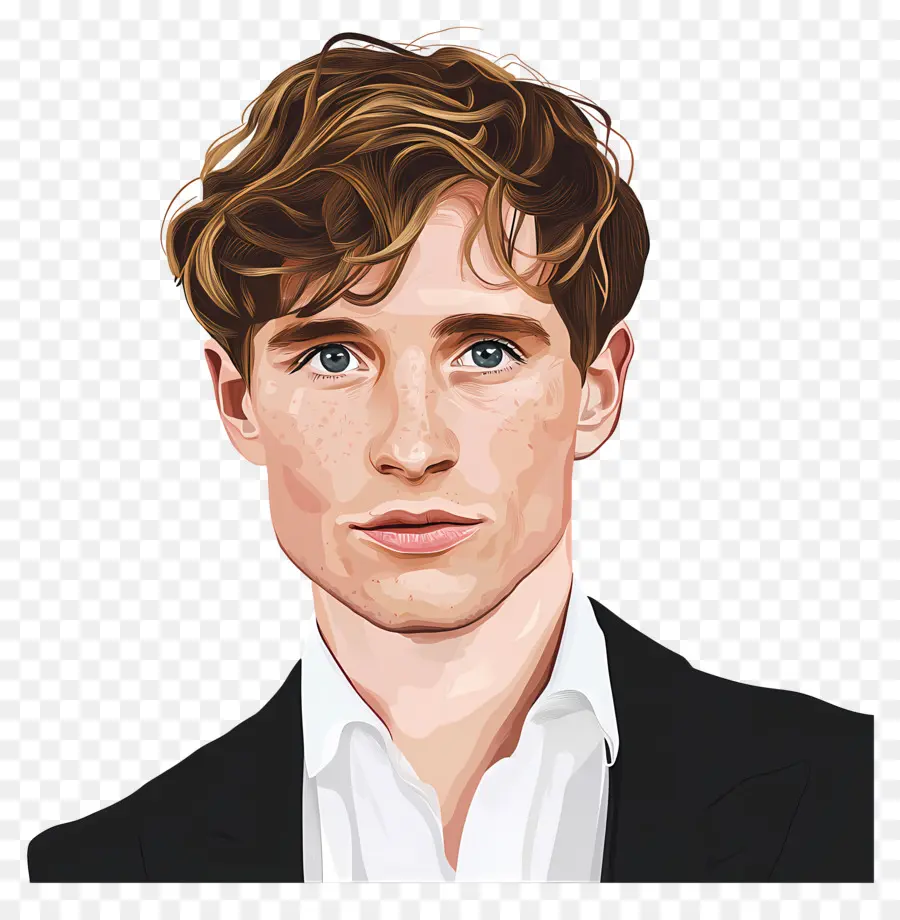 Eddie Redmayne，Retrato Ilustrado De Un Hombre Con Traje PNG