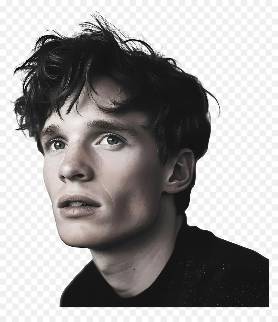 Eddie Redmayne，Retrato En Blanco Y Negro PNG