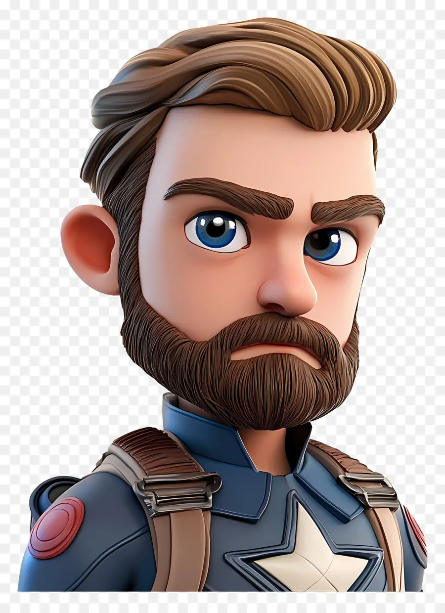 Chris Evans，Personaje Chibi Con Barba PNG