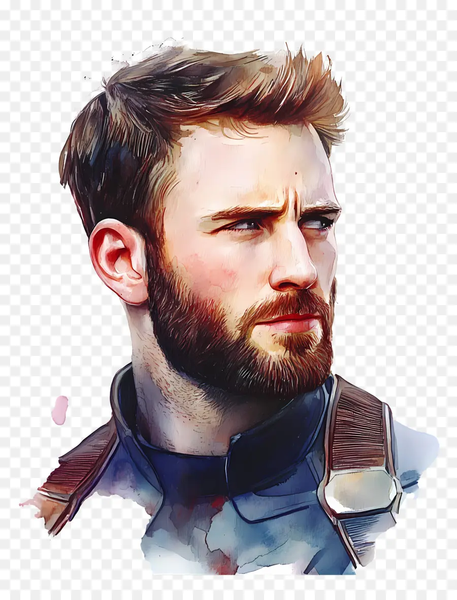 Chris Evans，Retrato De Héroe De Acuarela PNG