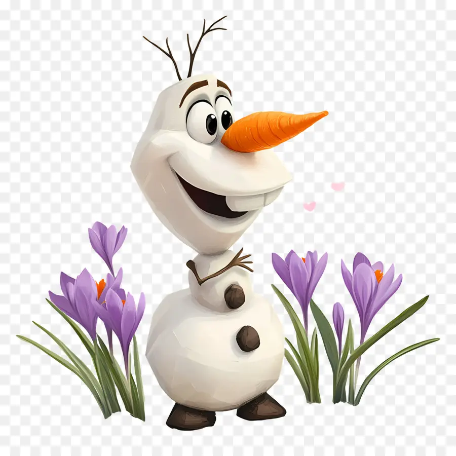 Olaf Congelado，Muñeco De Nieve Con Flores PNG