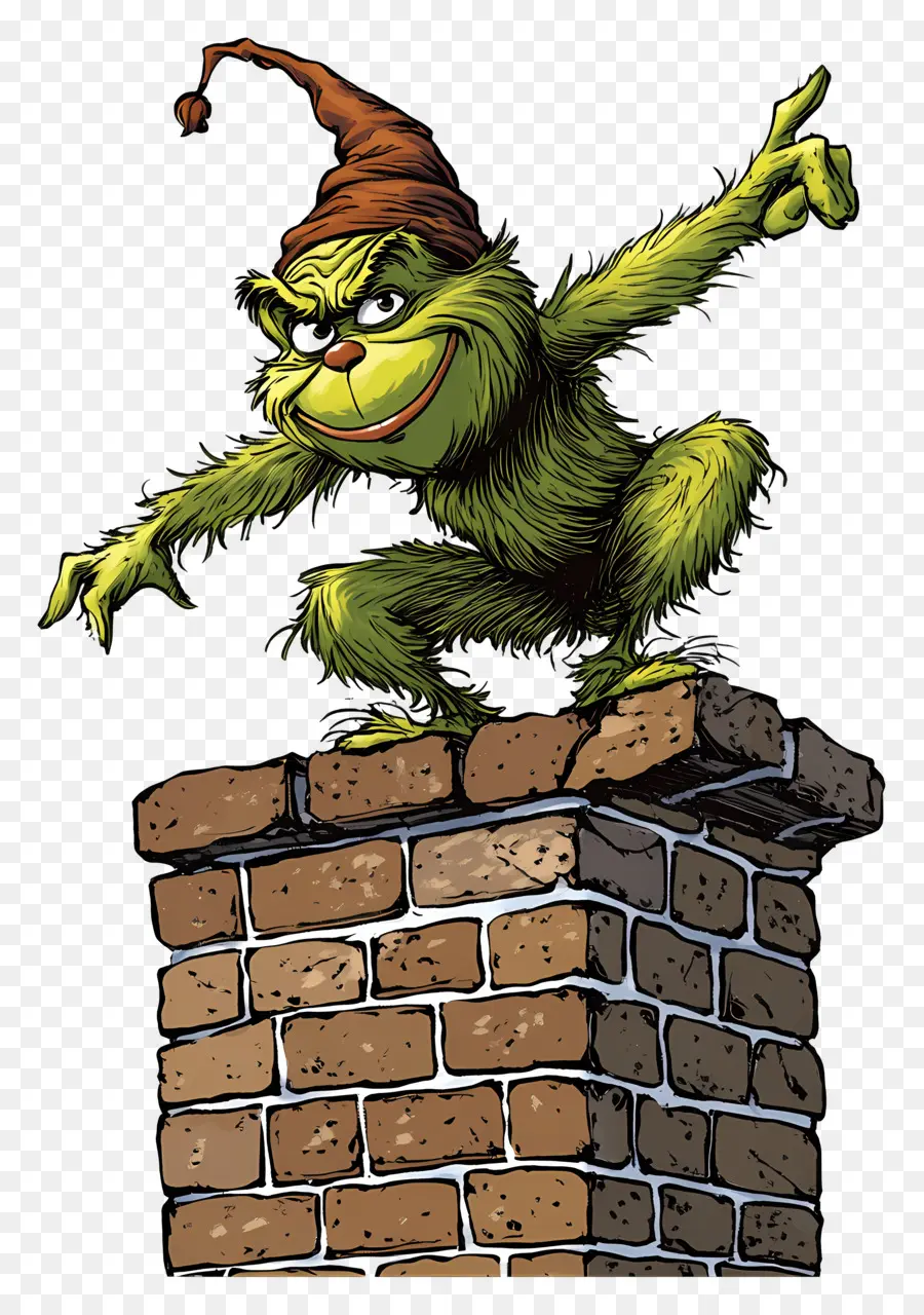 Papá Noel El Grinch，Criatura Verde En La Chimenea PNG