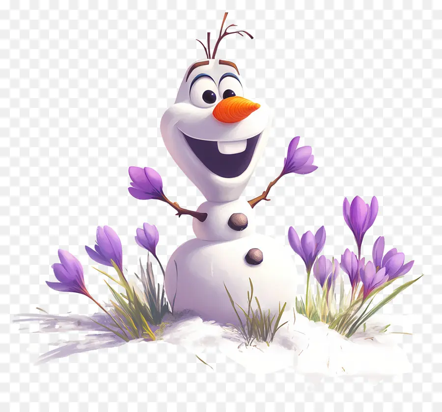 Olaf Congelado，Muñeco De Nieve Con Flores PNG